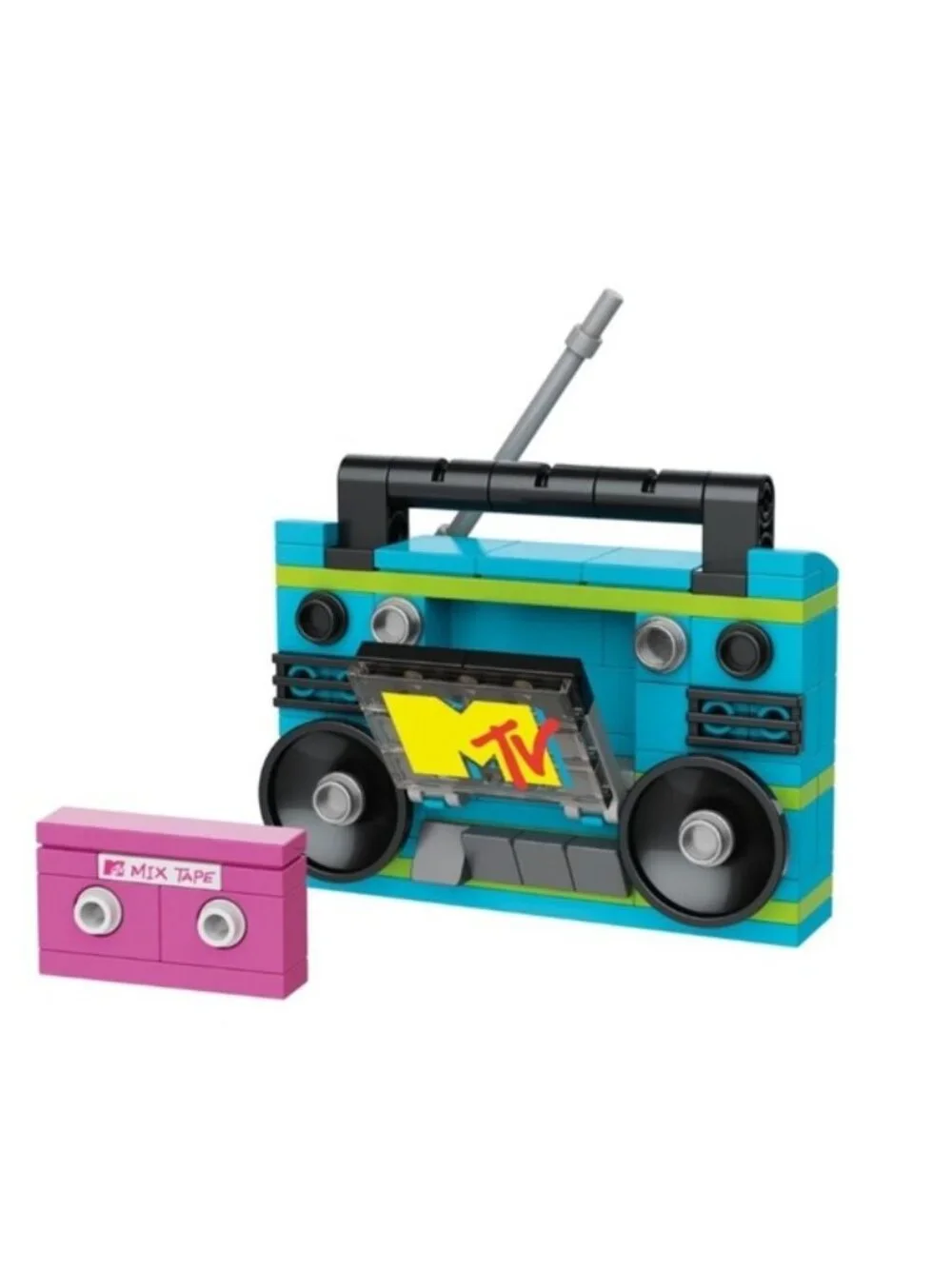 Brickcraft MTV Retro Builds: Blue Boom Box & Cassette Brick Building Kits